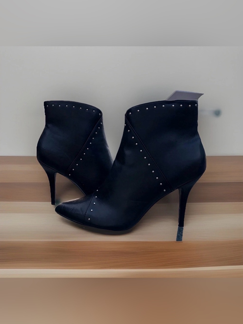 The Limited Black Vegan Studded Stiletto Ankle Boots 9 1/2 Punk Goth Emo Rock